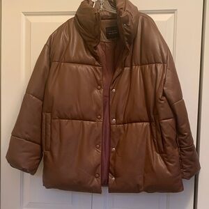 Avec Les Filles Rich Cognac Brown Puffer Jacket.